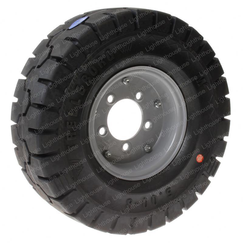 TAYLOR DUNN TIRE - 5.00X8X3.75 5 HOLE SOLID RUBBER SPLIT RIM