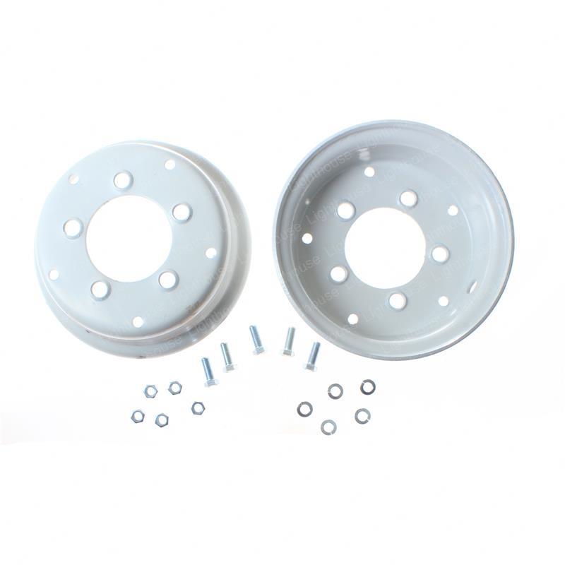 TAYLOR DUNN WHEEL - 8X3.75 5 HOLE SPLIT/VALVE HOLE SILVER