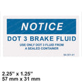 TAYLOR DUNN DECAL DOT 3 BRAKE FLUID